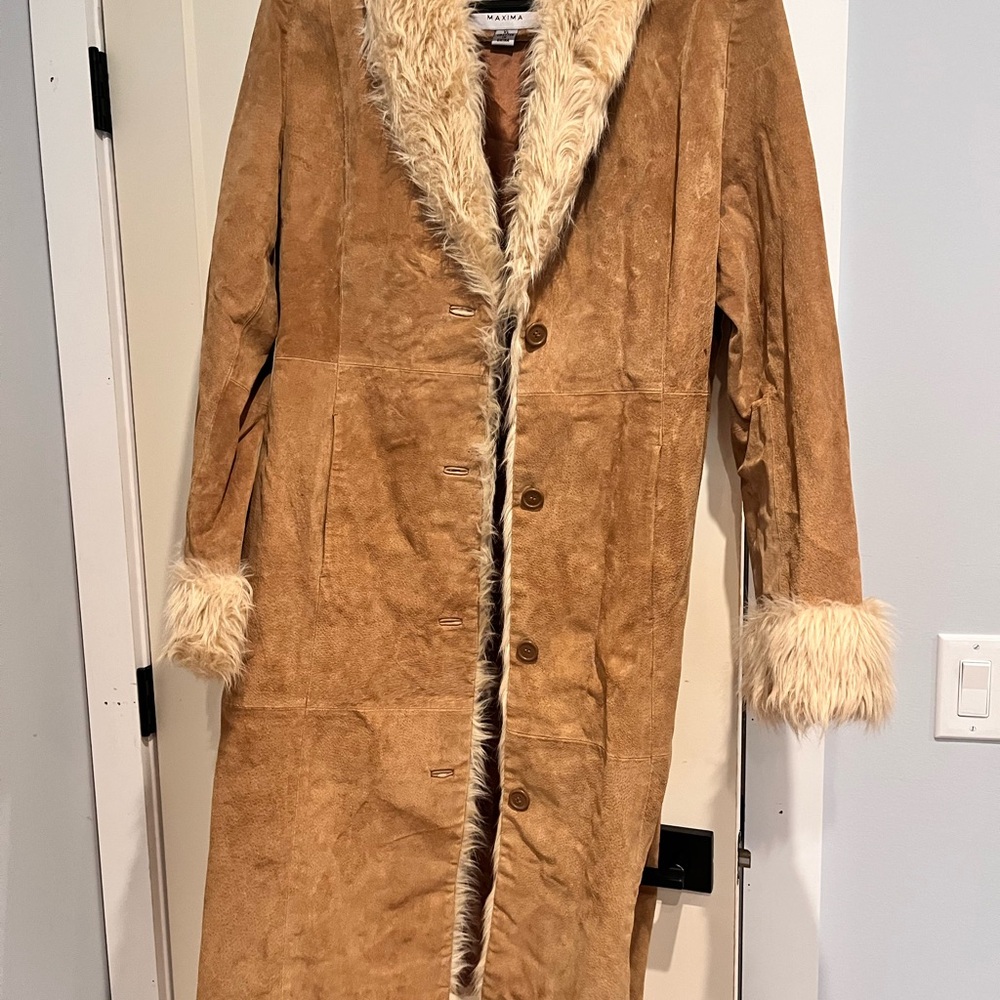 Wilsons Leather Brown Teddy Jacket with Faux Fur